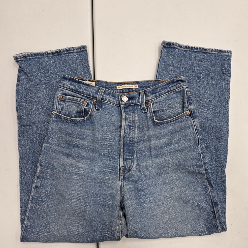 Levi's Blue Ribcage Straight Ankle Button Fly Women Jeans